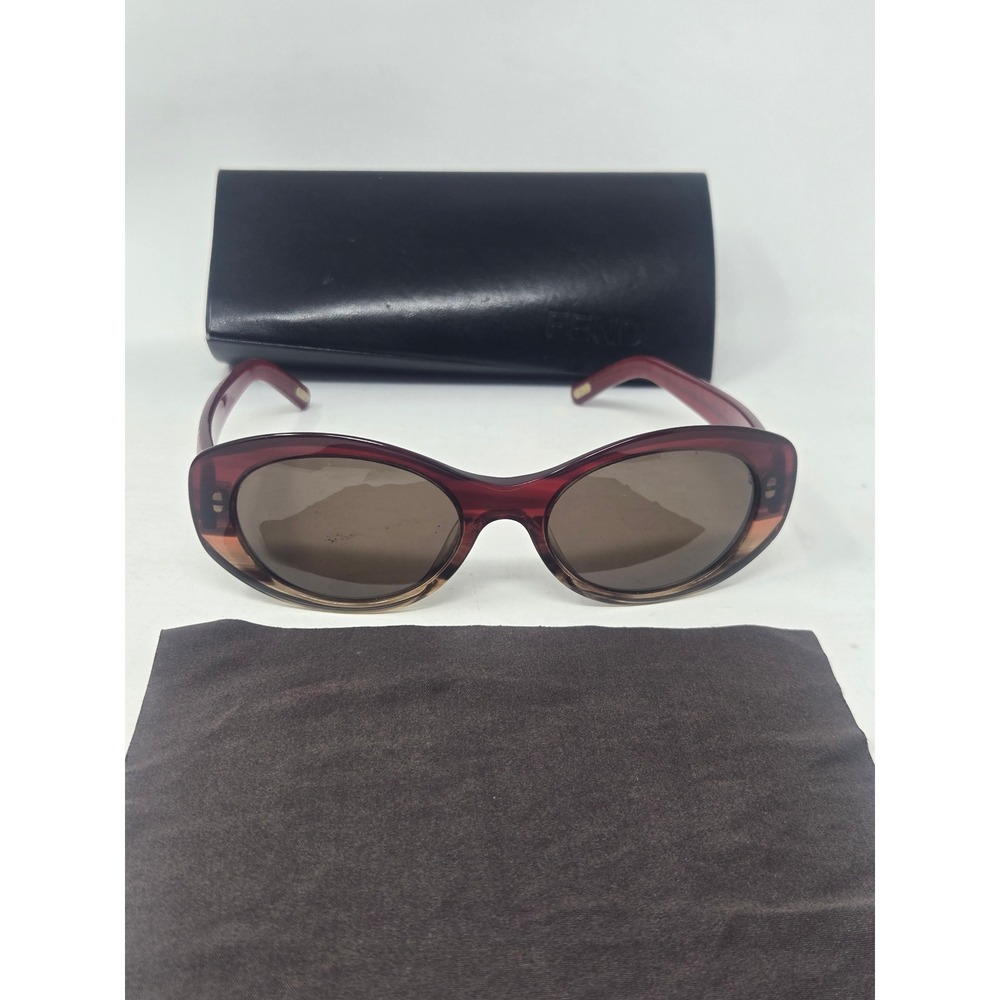 Fendi FS244 Burgundy Brown Gradient Oval Sunglasses with Case and Cloth